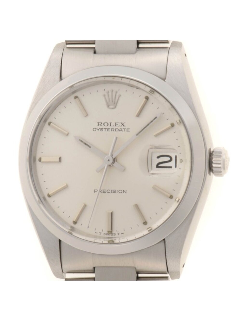 Rolex Oyster Date 34 Precision Caliber Watch Stainless Steel Silver Dial Manual
